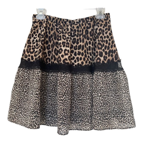 MICHAEL Michael Kors Animal Print Elastic Band Waist Tiered Ruffle Hem Skirt New - Picture 1 of 11